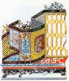 Architectural drawing of art features in the Forbidden City at Huế, the imperial capital of Vietnam under the Nguyen Dynasty (1802-1945). The drawing was made for the Association des Amis du Vieux Hue (Association of the Friends of Old Hue) in the 1920s, before the disasters of 1947 and 1968. Today, less than a third of the structures inside the citadel remain.<br/><br/>

In 1947 the French army shelled the building, and removed or destroyed nearly all the treasures it contained. Most of the buildings in the Forbidden City were destroyed by fire. Further massive destruction occurred when Hue’s Citadel became the symbolic centre of the 1968 Tet Offensive. Major artillery battles were fought when the National Liberation Front and North Vietnamese forces overran Hue. The US forces finally recaptured the citadel 25 days later, but not before shelling the citadel with heavy naval bombardments as well as extensive bombing from the air.<br/><br/>

The former Imperial City was made a UNESCO World Heritage Site in 1993 and is gradually being restored.