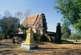 The ruined Khmer temple, Prasat Muang Thi, dates back to the 11th century. Originally there were four brick towers (prang), but only three survive today.