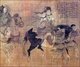 China: Cai Wenji on horseback among the Xiongnu. Song Dynasty.