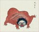 Japan: The Nobusuma has a brown body, human-like face, spiky hair, claws, and sharp black teeth. From the Bakemono Zukushi Monster Scroll, Edo Period (1603-1868).
