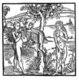 Europe: Adam and Eve as represented in a medieval woodblock print. Possibly German.